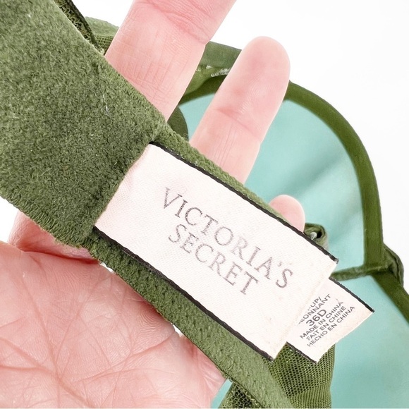 ✅ Victoria's Secret Push-Up Pigeonnant 36D Womens Green Lace Padded Bra - Picture 4 of 5